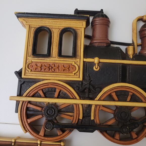Vintage 70's HOMCO Train Wagon Streetcar Wall Plaques Western Wall Decor Set 3 - Picture 4 of 16